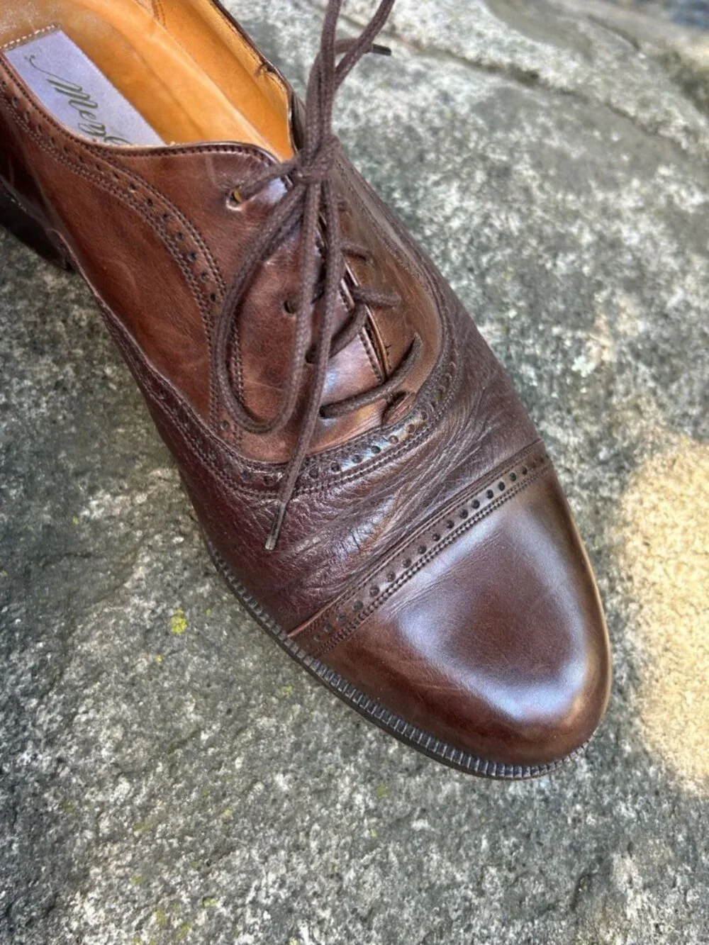Mezlan Men's Florence Brown Leather Cap  Toe Dress Shoes Size 8 W